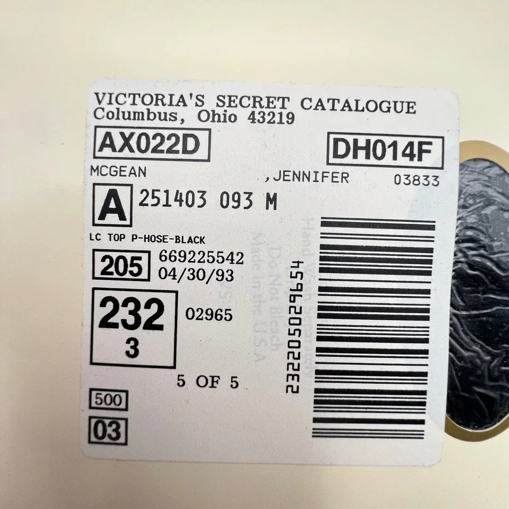 Victoria's Secret Lace Top Pantyhose Size Medium Midnight Sheer Black NOS VTG 93